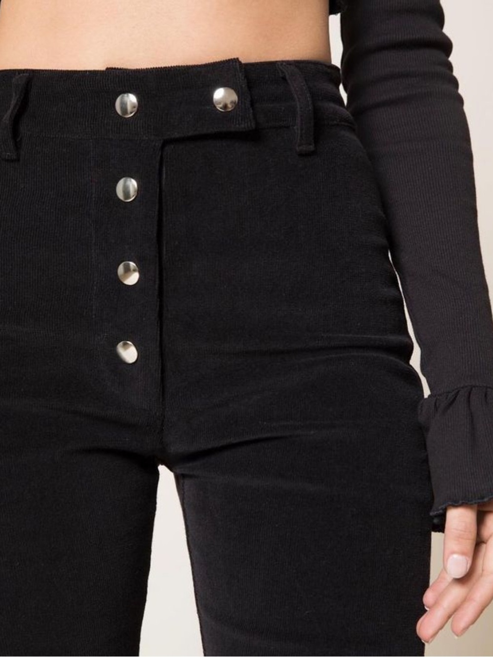 BNWT The Line by K Mona Black Corduroy High-Rise Button-Fly Pants